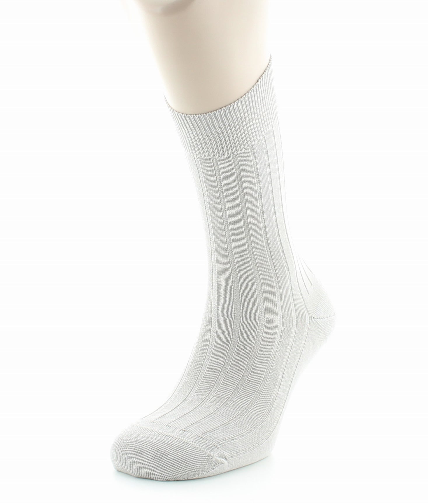 Chaussettes à côtes derby - Pur coton fil d'écosse GRIS CLAIR