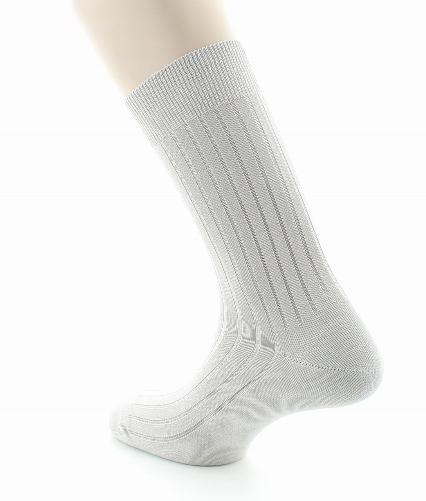 Chaussettes à côtes derby - Pur coton fil d'écosse GRIS CLAIR