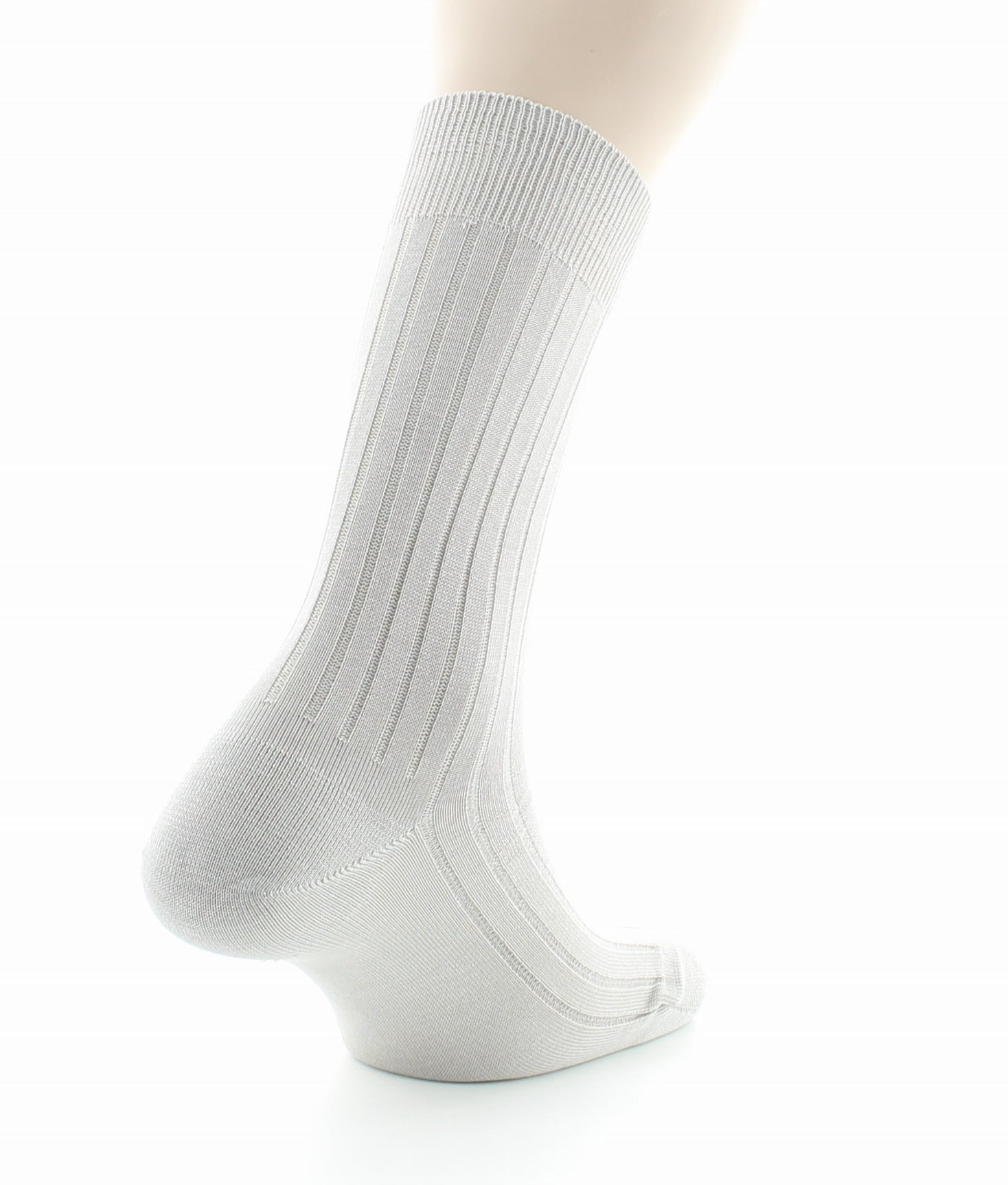 Chaussettes à côtes derby - Pur coton fil d'écosse GRIS CLAIR