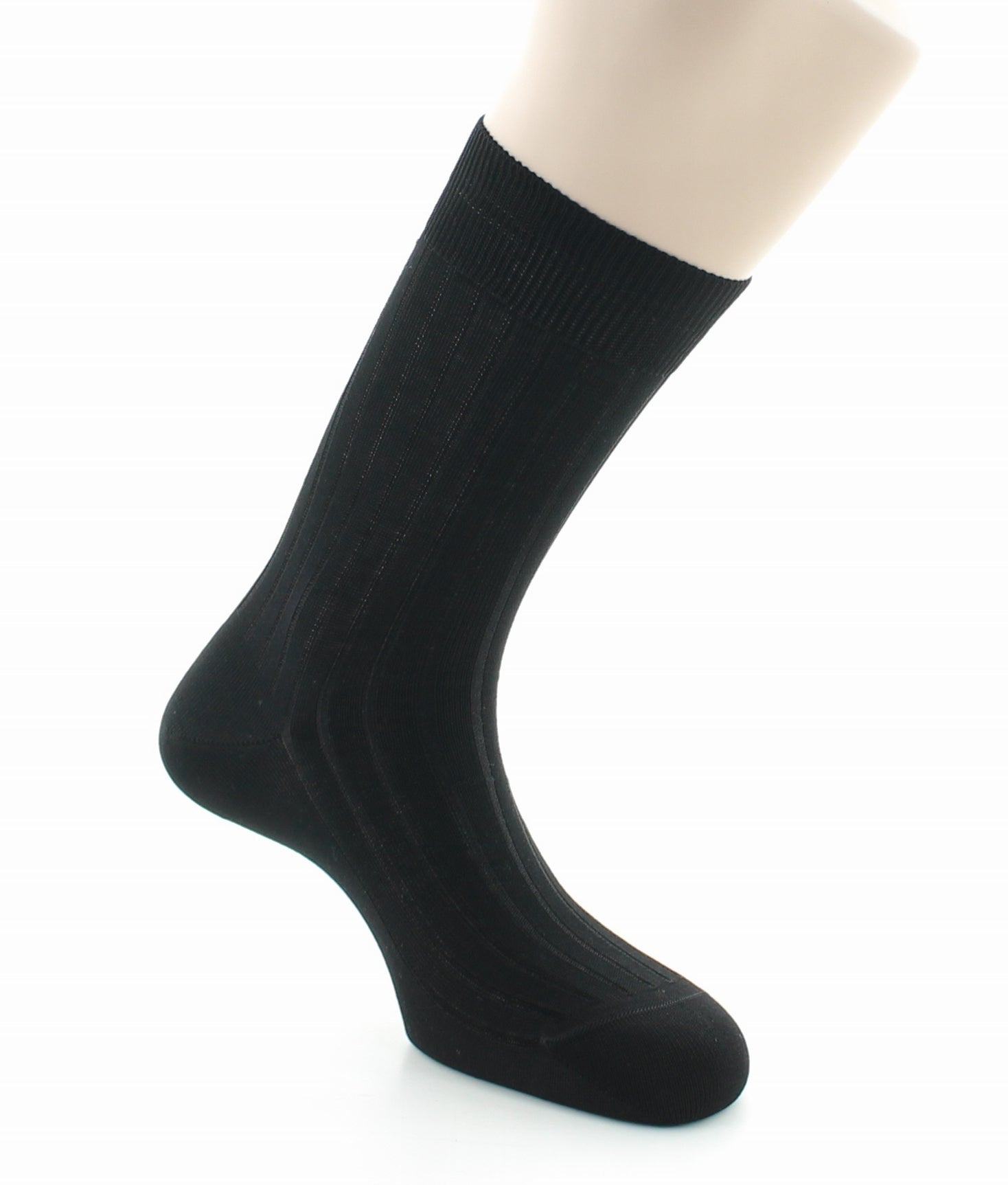 Chaussettes à côtes derby - Pur coton fil d'écosse NOIR