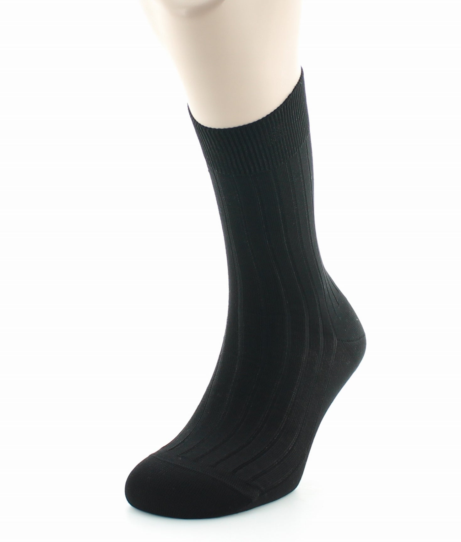 Chaussettes à côtes derby - Pur coton fil d'écosse NOIR