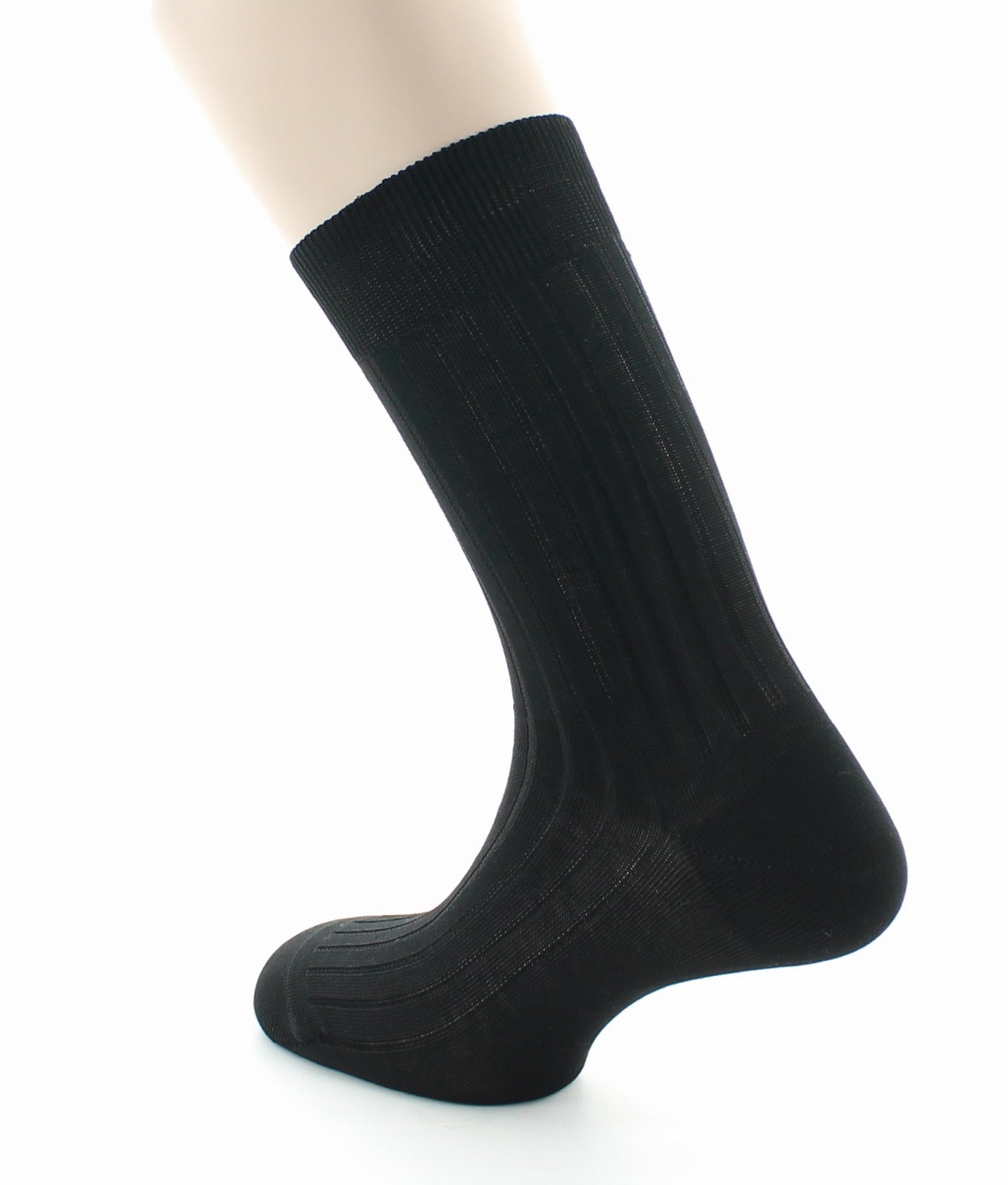 Chaussettes à côtes derby - Pur coton fil d'écosse NOIR