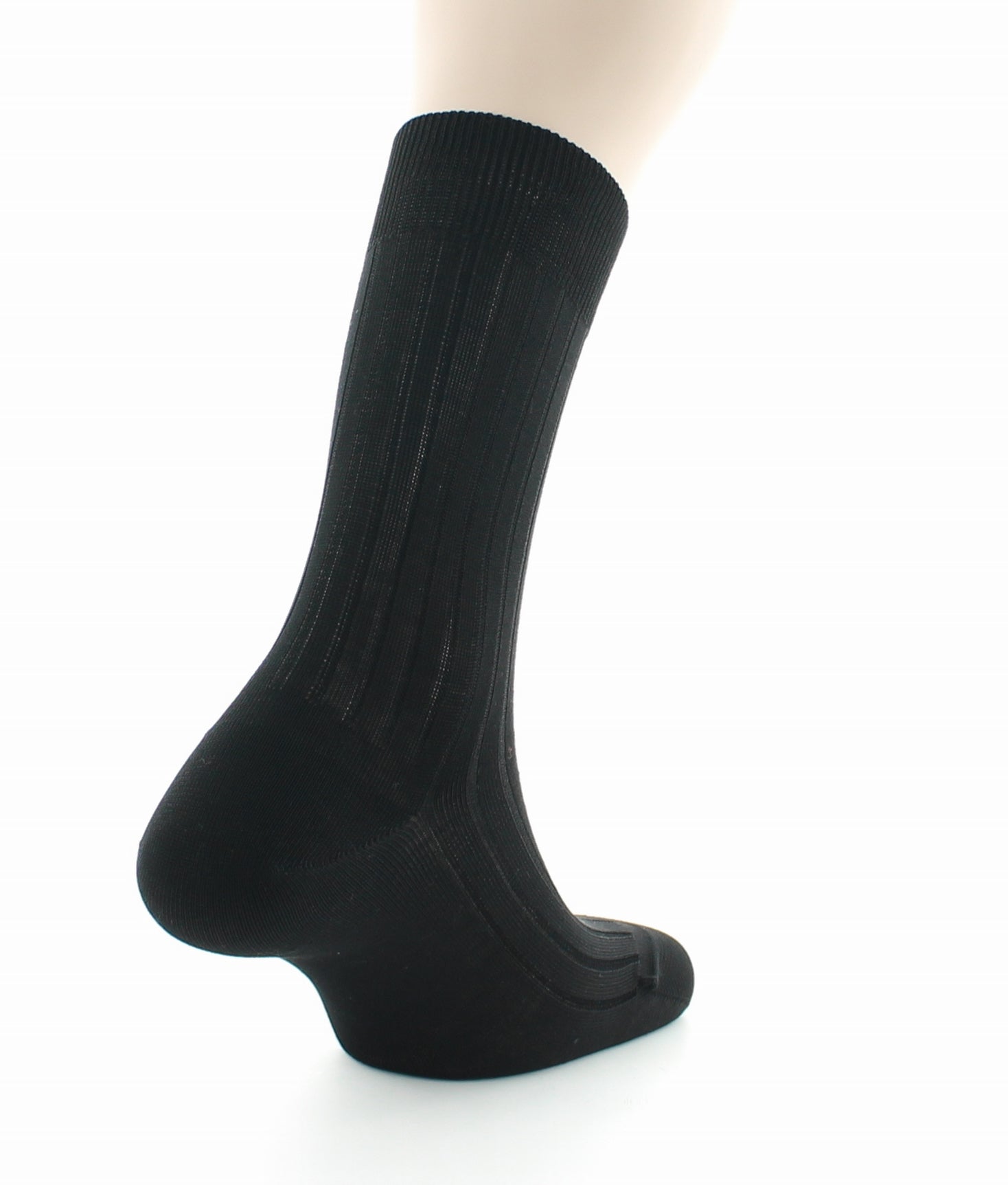 Chaussettes à côtes derby - Pur coton fil d'écosse NOIR