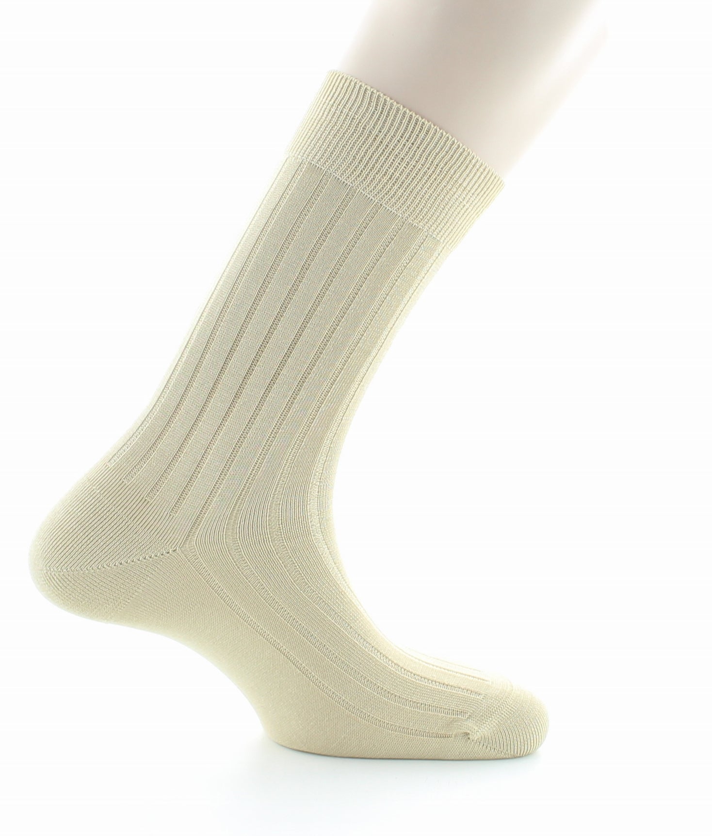 Chaussettes à côtes derby - Pur coton fil d'écosse SABLE