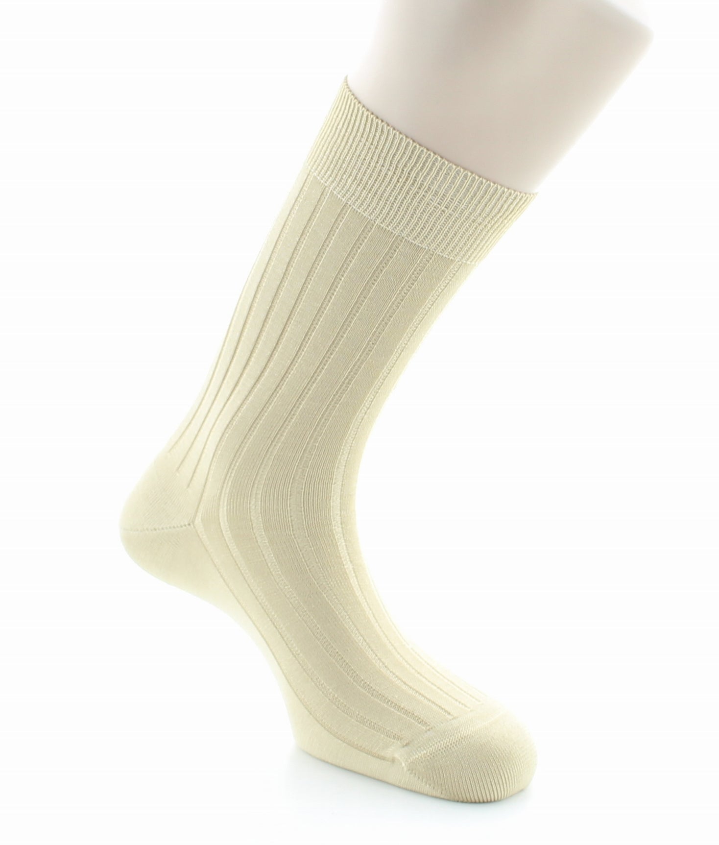 Chaussettes à côtes derby - Pur coton fil d'écosse SABLE