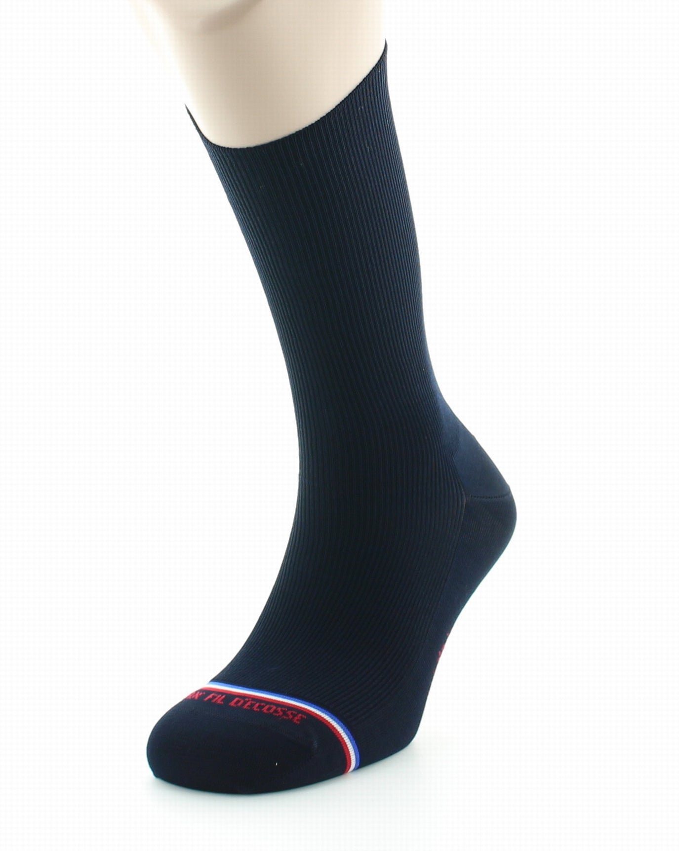 Chaussettes à côtes homme en fil d'Écosse sans élastique Victoire Marine MARINE