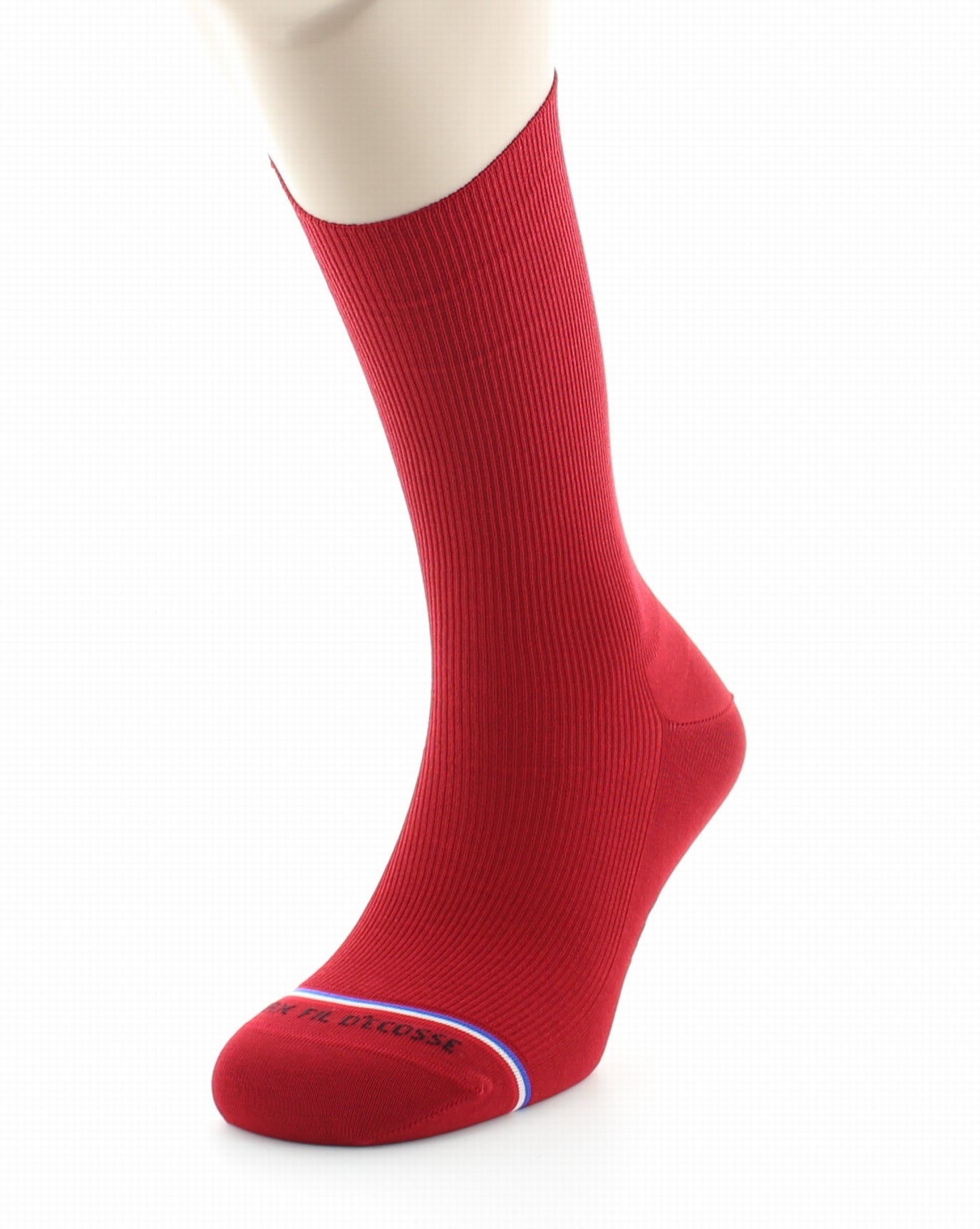 Chaussettes à côtes homme en fil d'Écosse sans élastique Victoire Rouge ROUGE