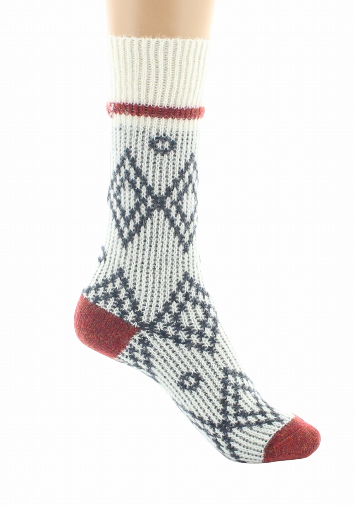 Chaussettes à côtes mixtes en baby alpaga jacquard Écru ECRU