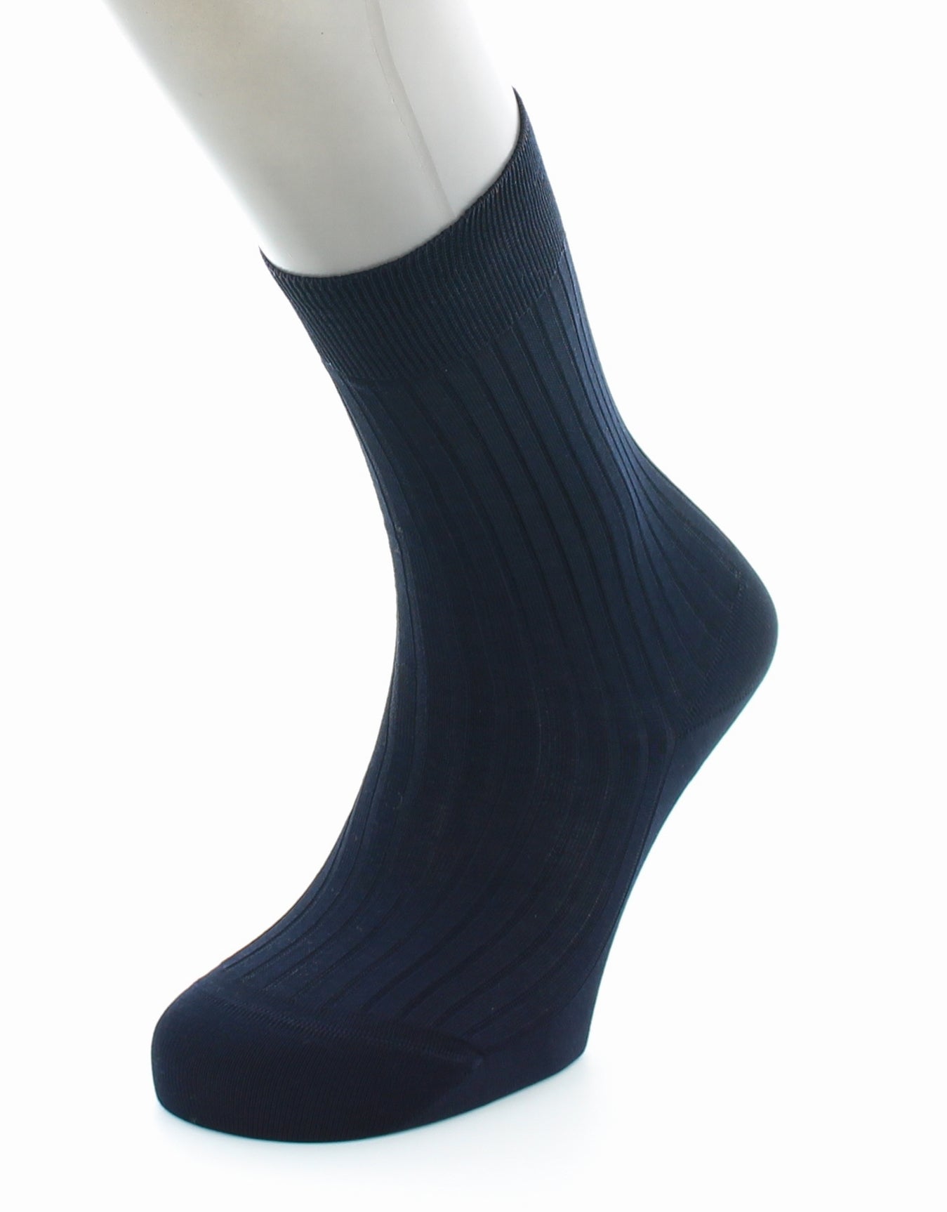 Chaussettes à côtes Pur coton fil d'Écosse supérieur MARINE