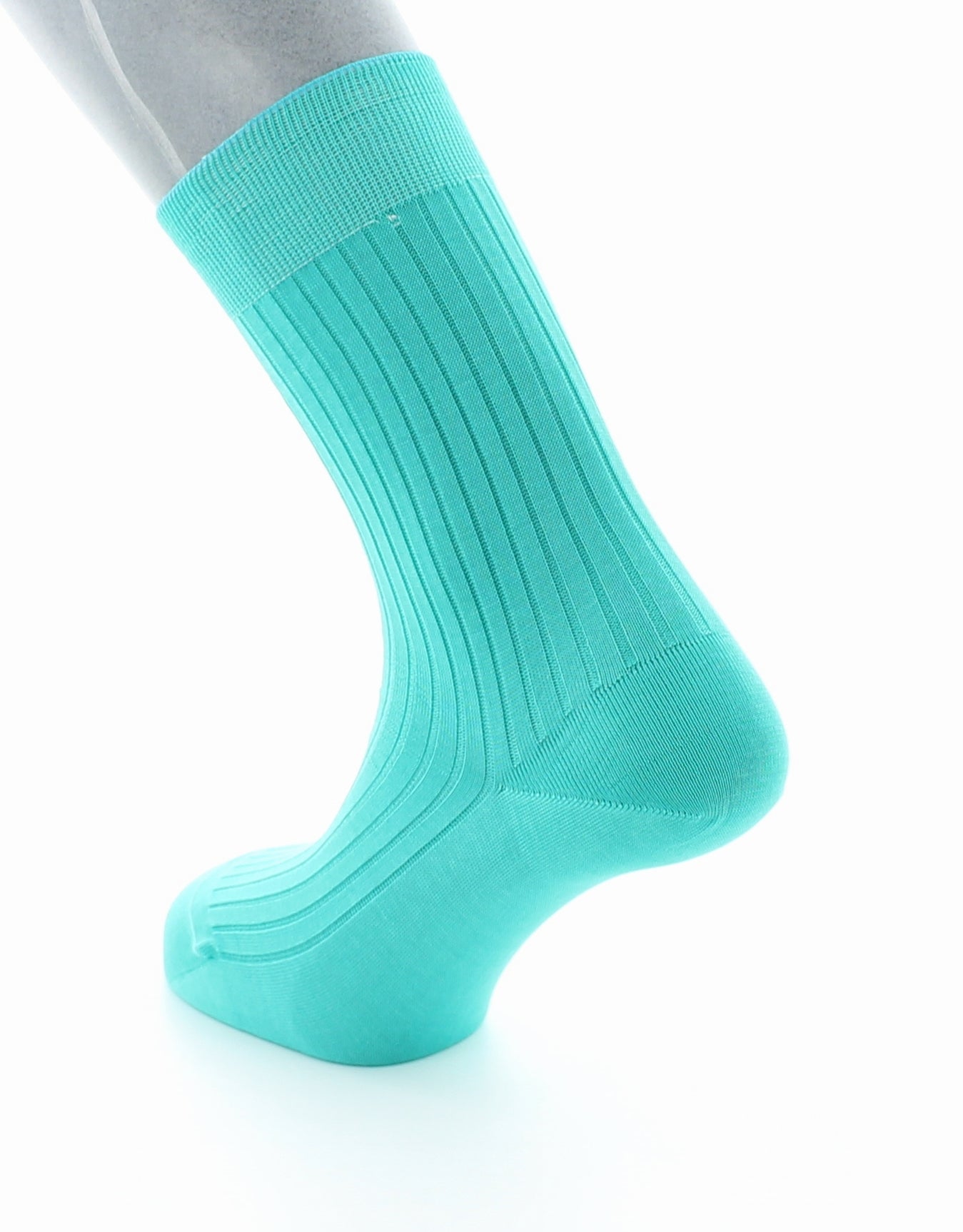 Chaussettes à côtes Pur coton fil d'Écosse supérieur TURQUOISE
