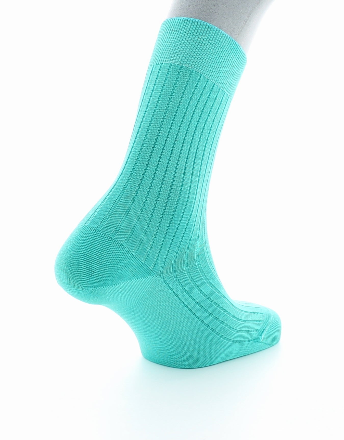 Chaussettes à côtes Pur coton fil d'Écosse supérieur TURQUOISE