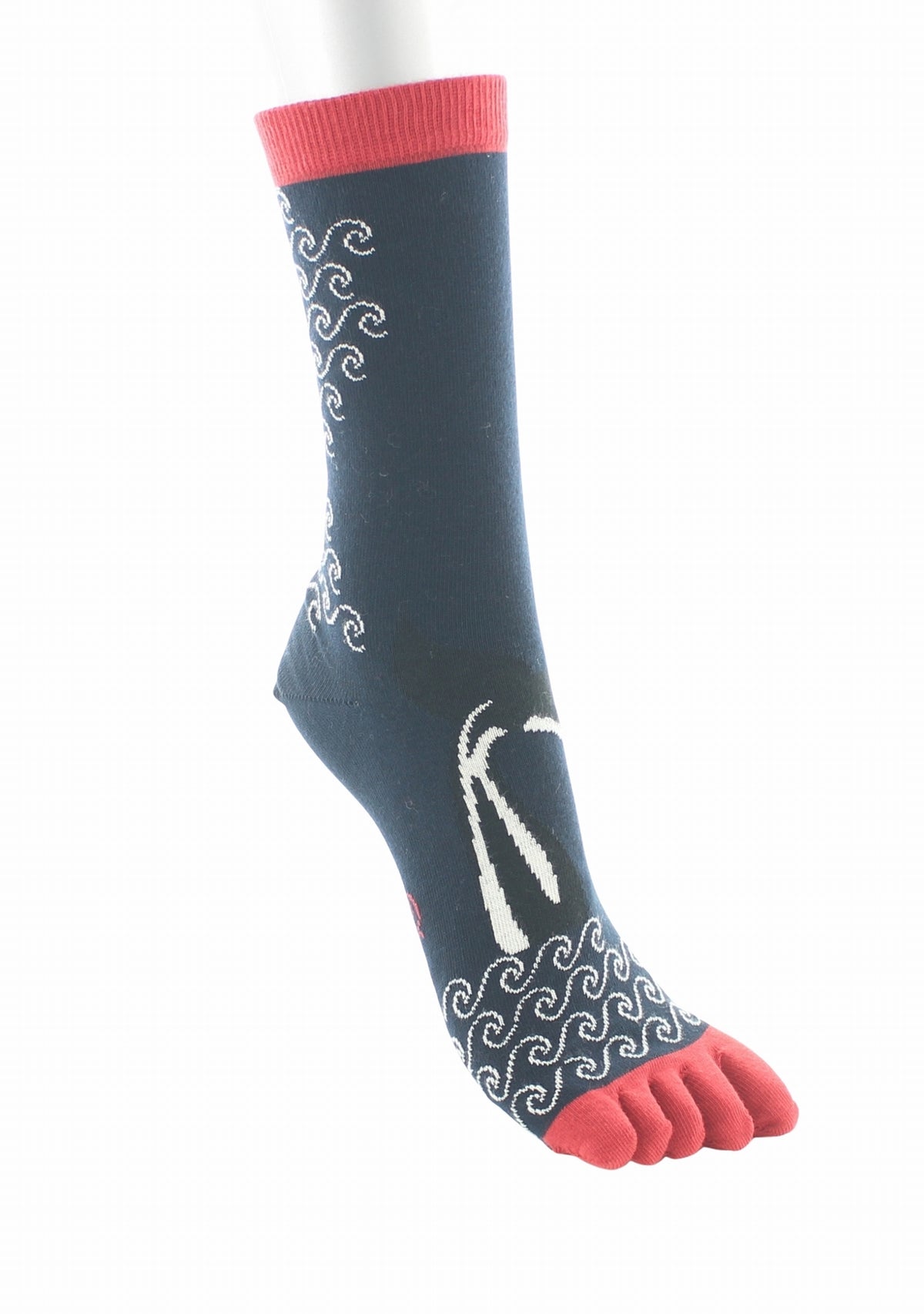 Chaussettes à orteils séparés mixtes Berthe Baleine MARINE/ROUGE