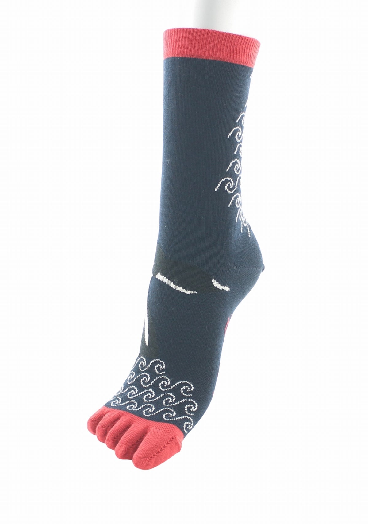 Chaussettes à orteils séparés mixtes Berthe Baleine MARINE/ROUGE