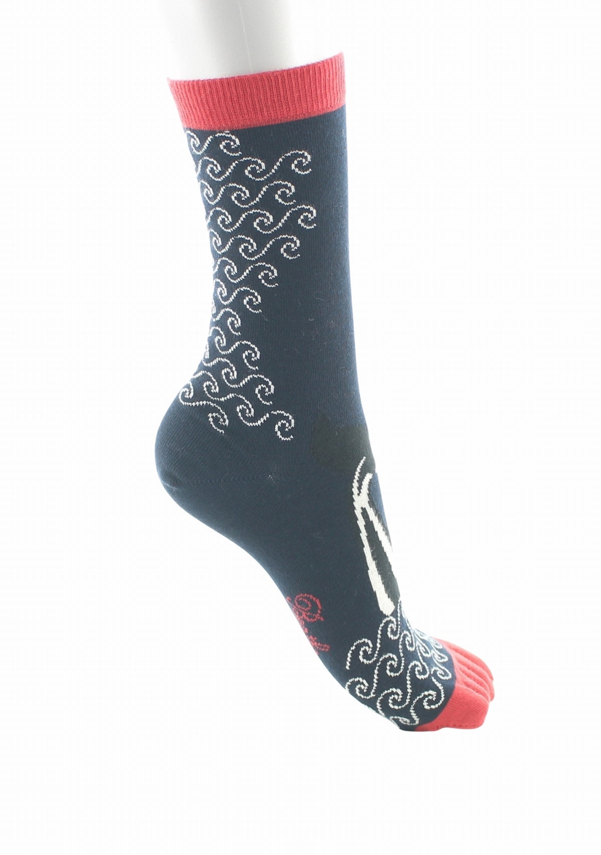 Chaussettes à orteils séparés mixtes Berthe Baleine MARINE/ROUGE