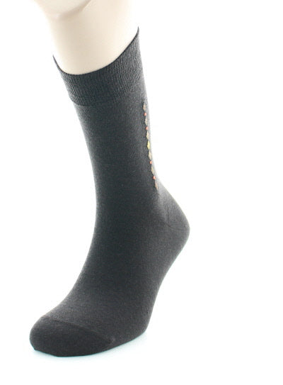 Chaussettes baguette à carreaux en laine peignée MARRON