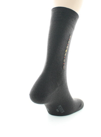 Chaussettes baguette à carreaux en laine peignée MARRON