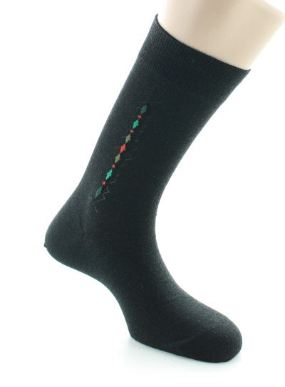 Chaussettes baguette à carreaux en laine peignée NOIR