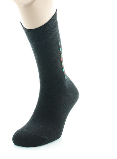 Chaussettes baguette à carreaux en laine peignée NOIR