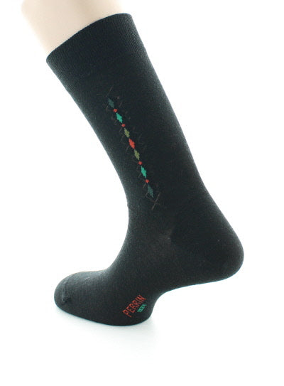 Chaussettes baguette à carreaux en laine peignée NOIR