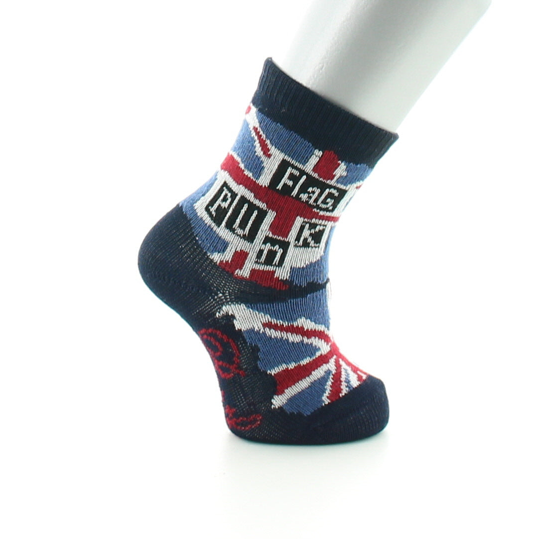 Chaussettes bébé fil d'Ecosse flag punk BLEU MARINE