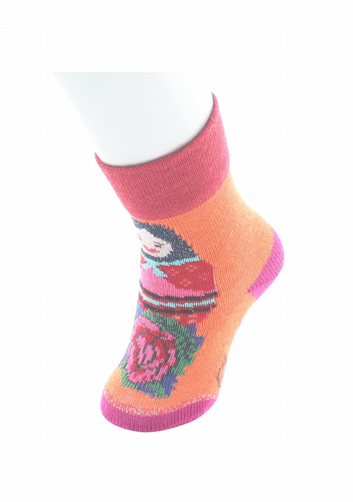 Chaussettes bébé laine mérinos Poupée Russe - Berthe Aux Grands Pieds ORANGE