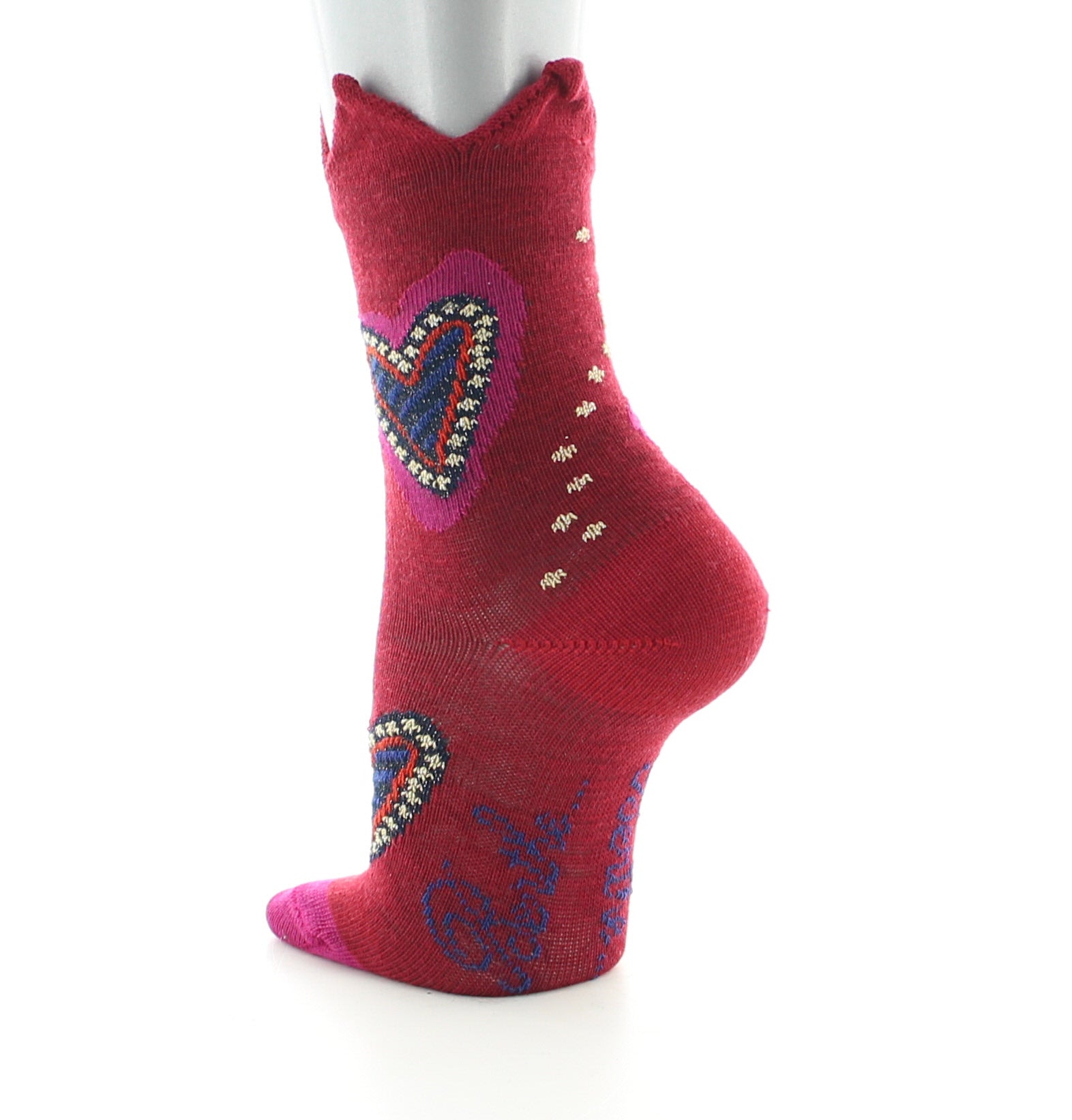 Chaussettes bébé laine peignée cœur et couronne ROUGE