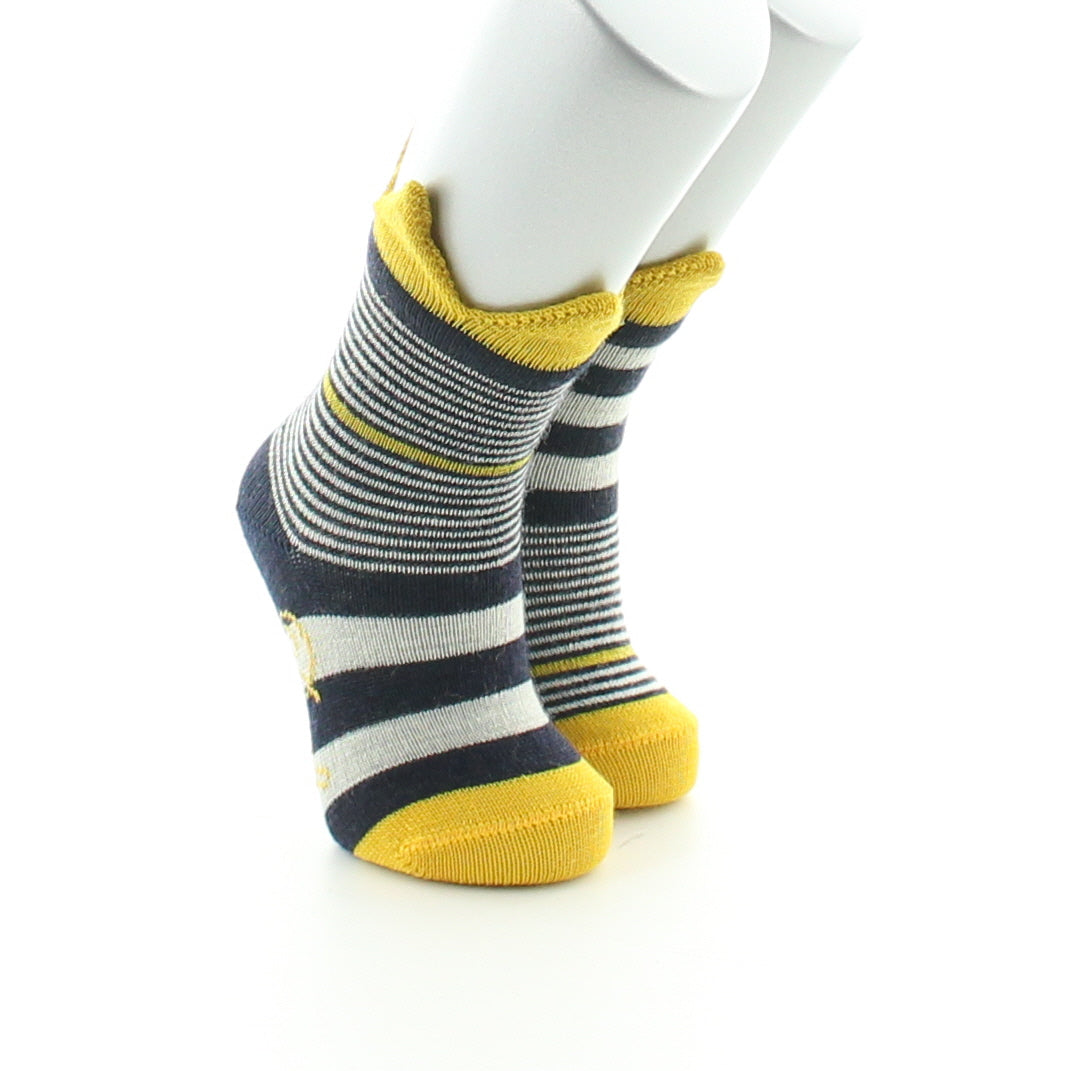 Chaussettes bébé laine peignée couronne jaune MARINE/JAUNE