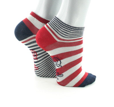 Chaussettes bébé Rayures Asymétriques en coton fil d'Écosse Rouge/Écru/Marine ROUGE