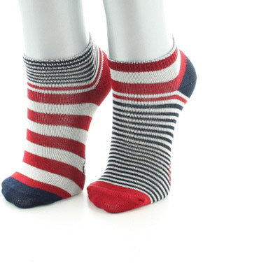 Chaussettes bébé Rayures Asymétriques en coton fil d'Écosse Rouge/Écru/Marine ROUGE