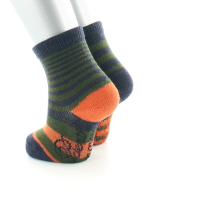 Chaussettes Bébé Rayures Asymétriques kaki et marine MARINE/KAKI/ORANGE