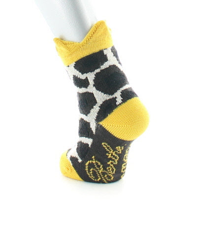 Chaussettes bébé Tâches de Girafe et Couronne Jaune en laine MARRON/ECRU