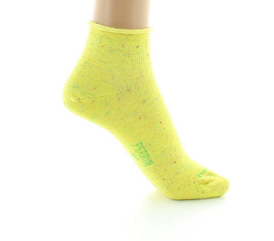 Chaussettes chinées à bord roulotté en coton et soie JAUNE