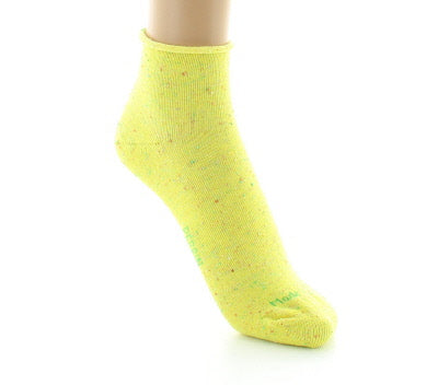 Chaussettes chinées à bord roulotté en coton et soie JAUNE