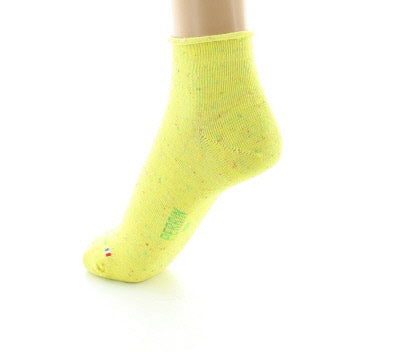 Chaussettes chinées à bord roulotté en coton et soie JAUNE