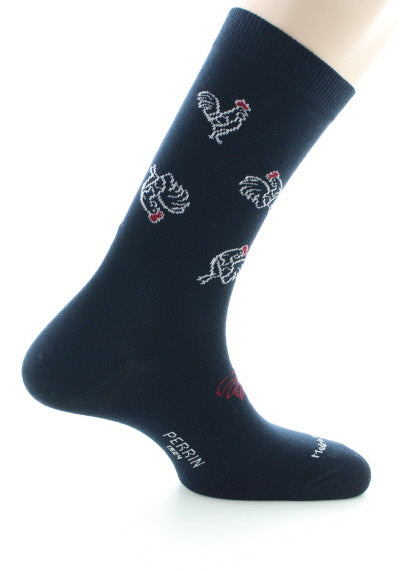 Chaussettes Coq Coton Peigné MARINE