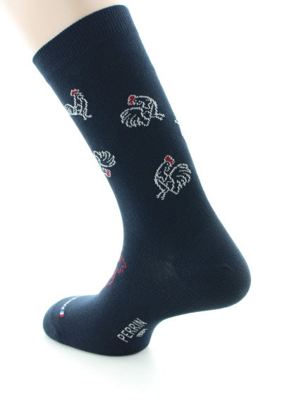 Chaussettes Coq Coton Peigné MARINE