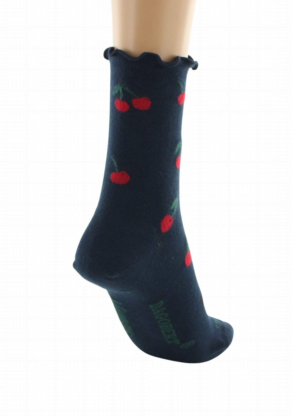 Chaussettes coton bio femme Dagobert à l’envers cerises marine MARINE