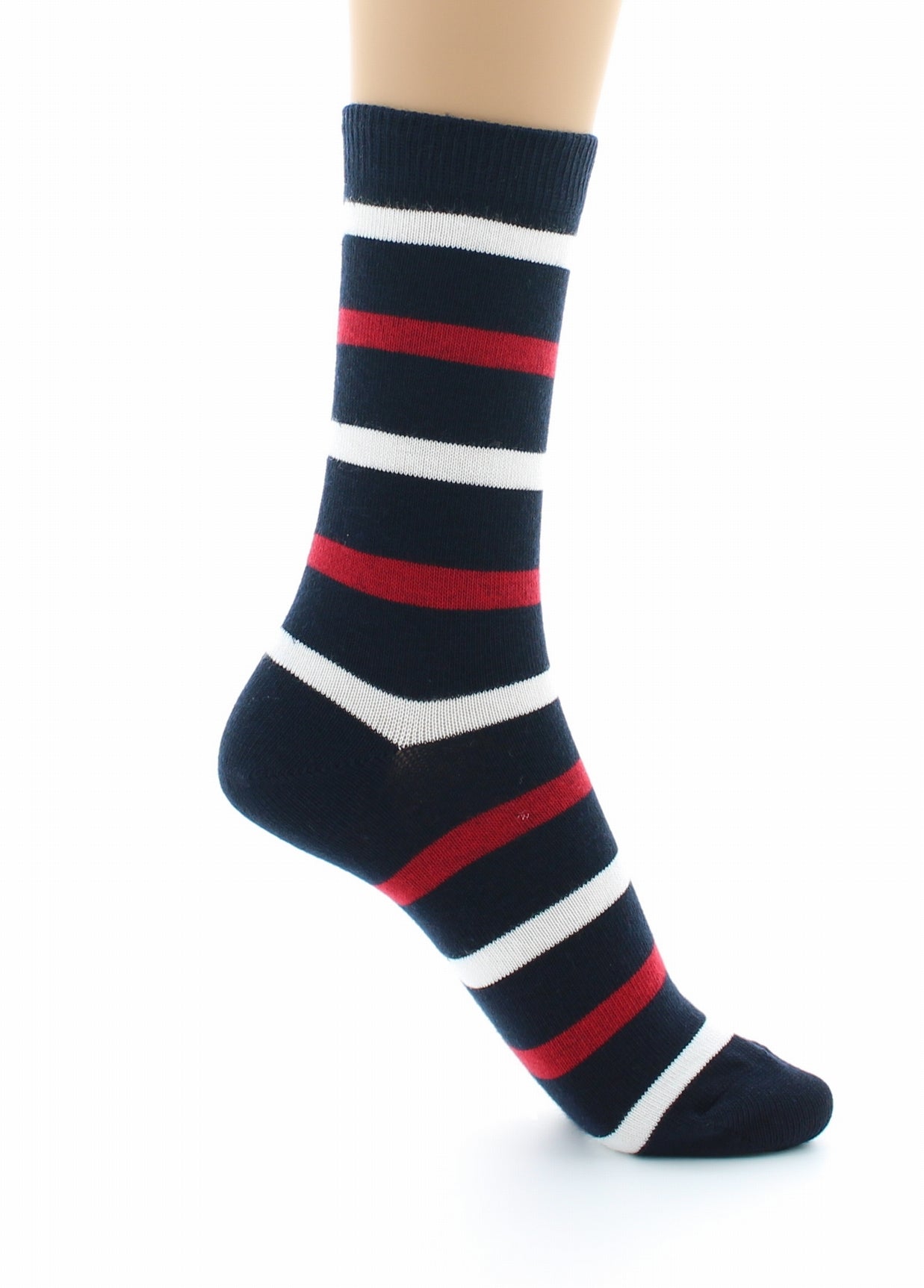 Chaussettes Coton peigné Marinière MARINE-ROUGE