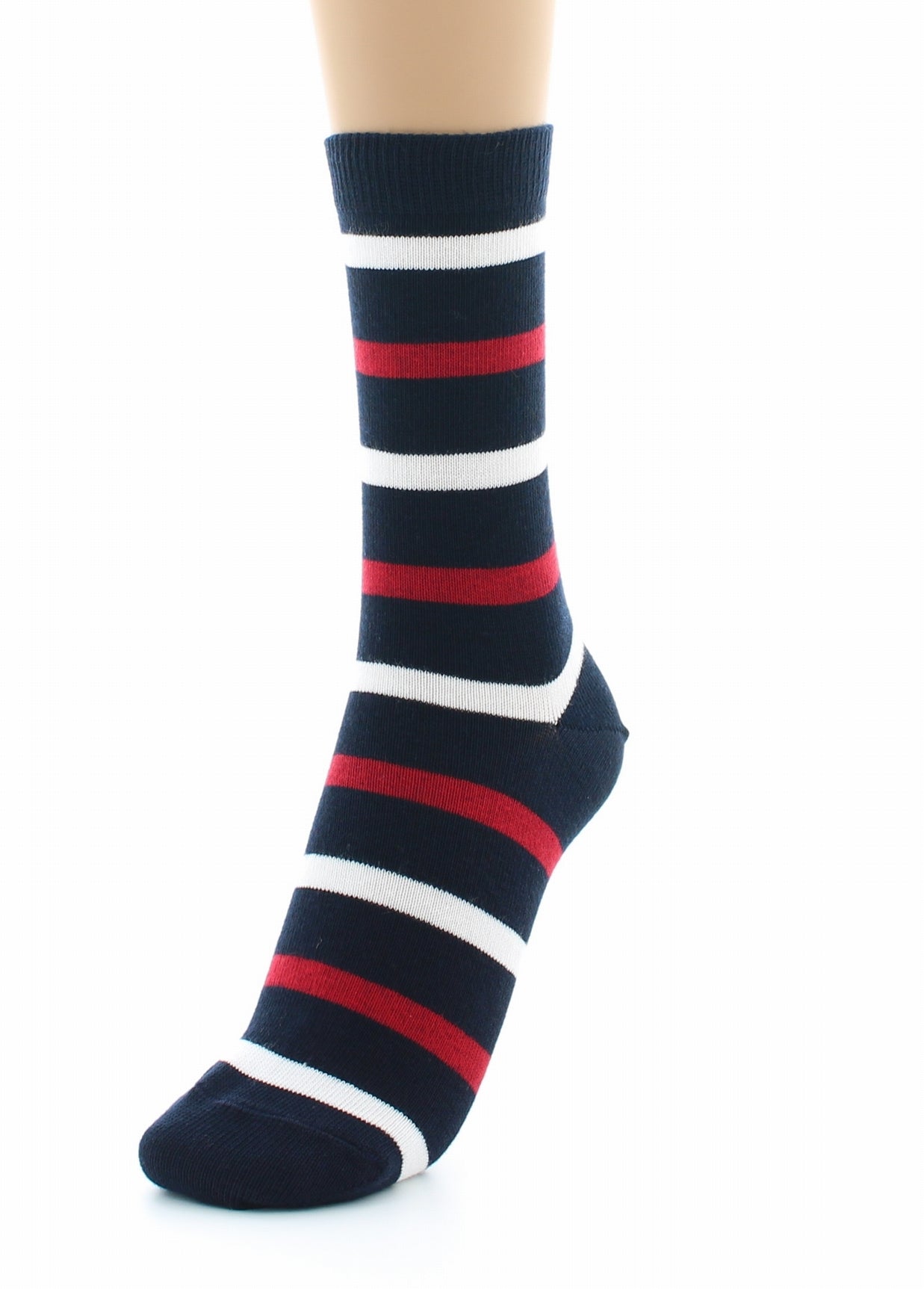 Chaussettes Coton peigné Marinière MARINE-ROUGE