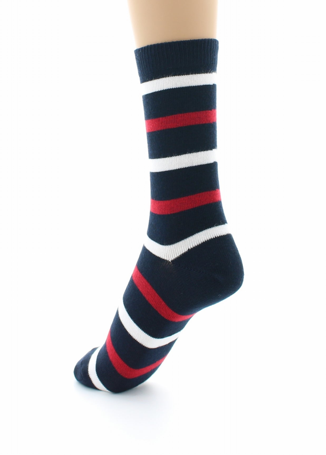 Chaussettes Coton peigné Marinière MARINE-ROUGE