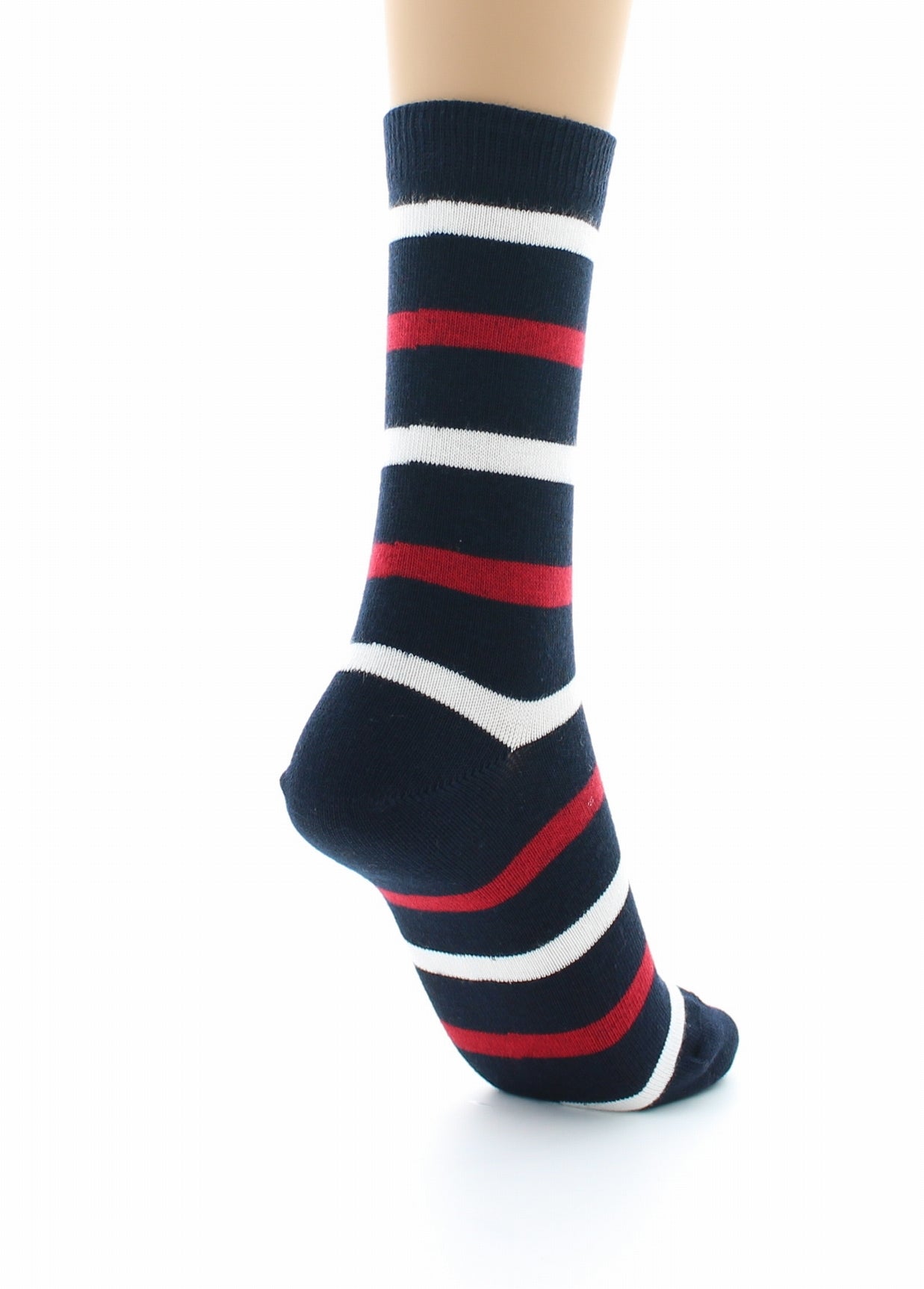 Chaussettes Coton peigné Marinière MARINE-ROUGE