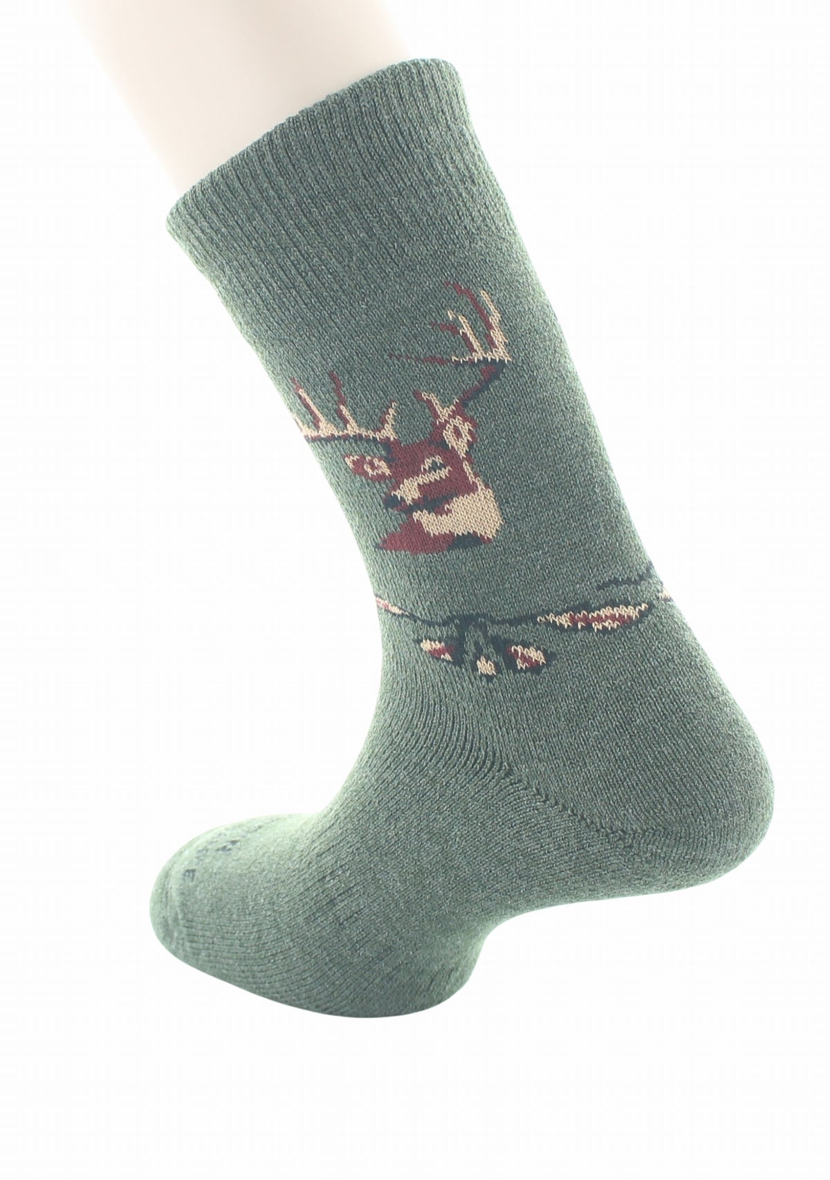 Chaussettes courtes de chasse en laine Cerf Kaki - Perrin KAKI/CERF