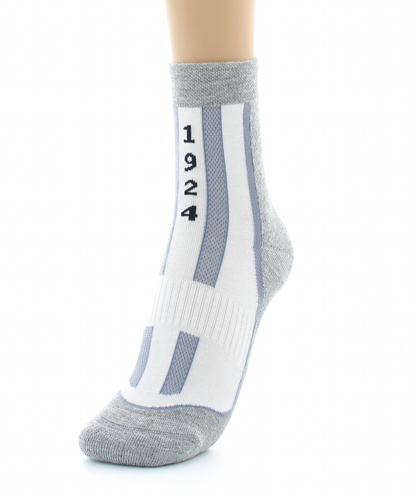 Chaussettes courtes de sport mixtes en Coolmax BLANC-GRIS