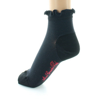 Chaussettes courtes femme à côtes en soie noir NOIR