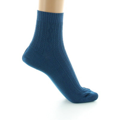 Chaussettes courtes femme à maille jacquard en soie sans élastique BLEU MINUIT
