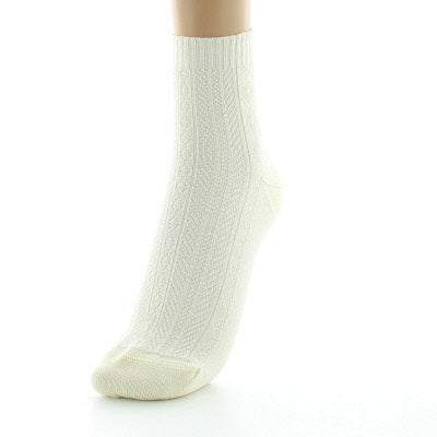 Chaussettes courtes femme à maille jacquard en soie sans élastique ECRU