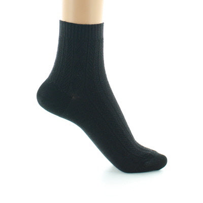 Chaussettes courtes femme à maille jacquard en soie sans élastique NOIR