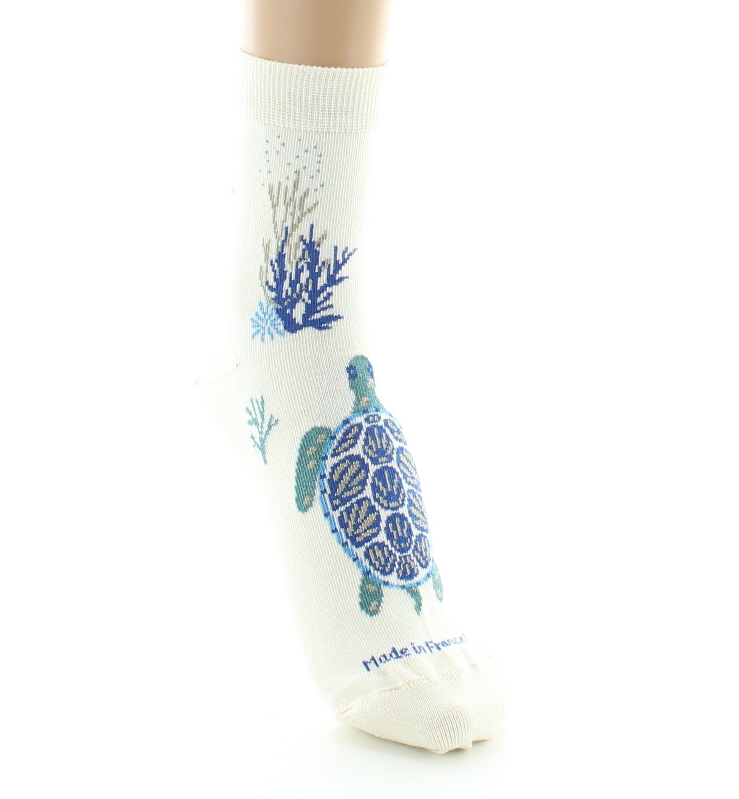 Chaussettes courtes femme coton tortue écru ECRU