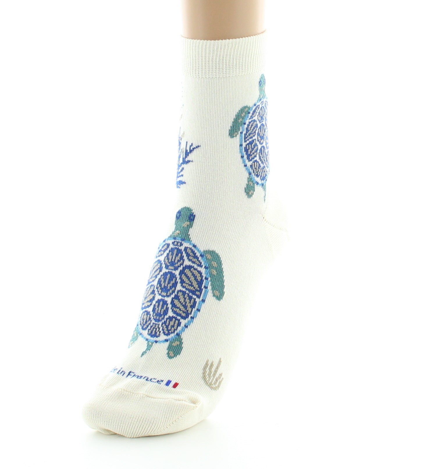 Chaussettes courtes femme coton tortue écru ECRU