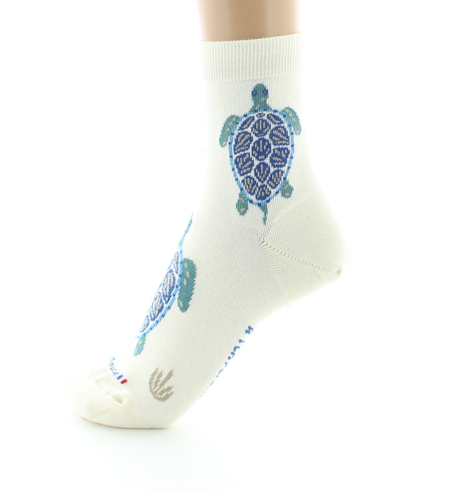 Chaussettes courtes femme coton tortue écru ECRU